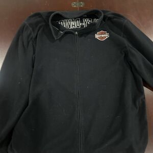 Harley-Davidson Reversible Fleece Jacket XL Black Zip Large Back Logo